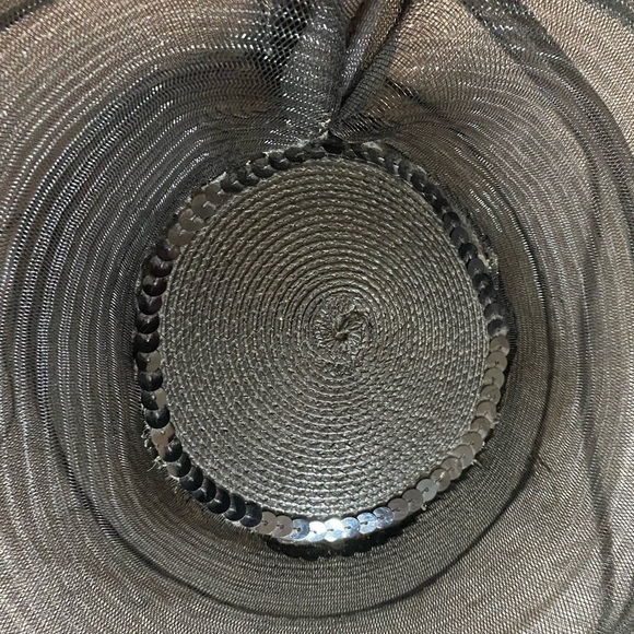 Black Tulle, Sequin and Beaded Fancy Hat - Picture 5 of 14